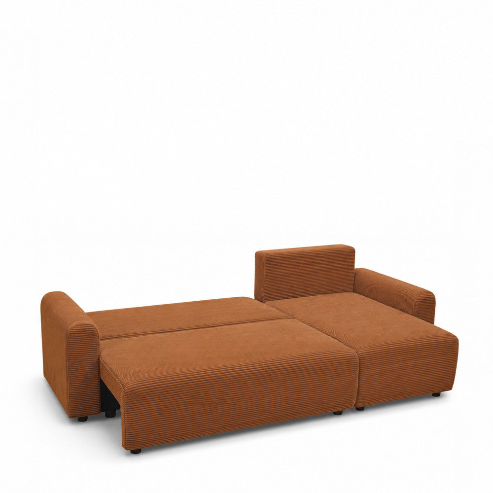Pol - Reversible Convertible 4-Seater Corner Sofa - Corduroy - Rust