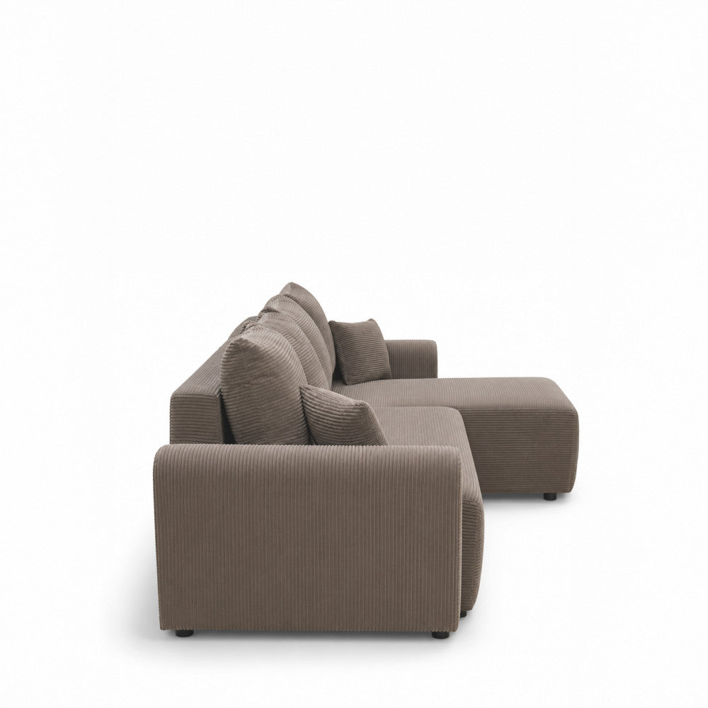 Pol - Sofá esquinero cama reversible de 4 plazas - Pana - Topo