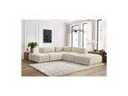Jeanne - Canapé D'Angle Fixe Modulable - Tissu Velours Avec 2 Chauffeuses, 1 Angle Et 2 Poufs