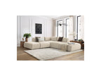 Jeanne - Canapé D'Angle Fixe Modulable - Tissu Velours Avec 2 Chauffeuses, 1 Angle Et 2 Poufs