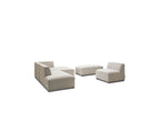 Megeve - Canapé D'Angle Fixe Modulable - Tissu Lisse Avec 1 Chauffeuse Et 1 Pouf - Angle Droit
