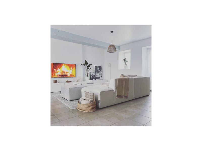 Canapé D'Angle Fixe Modulable - Megeve - Tissu Lisse Avec 1 Chauffeuse Et 1 Pouf - Angle Droit