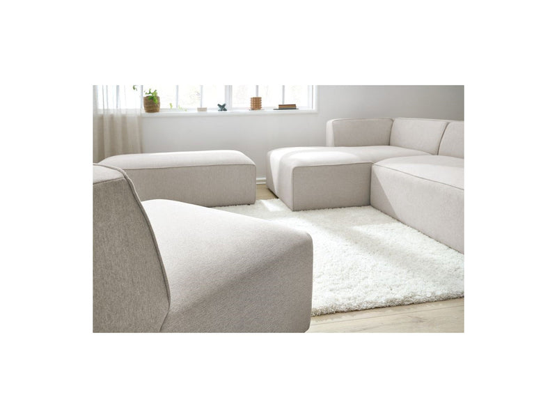 Canapé D'Angle Fixe Modulable - Megeve - Tissu Lisse Avec 1 Chauffeuse Et 1 Pouf - Angle Gauche