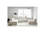 Megeve - Canapé D'Angle Fixe Modulable - Tissu Lisse Avec 1 Chauffeuse Et 1 Pouf - Angle Droit