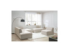 Megeve - Canapé D'Angle Fixe Modulable - Tissu Lisse Avec 1 Chauffeuse Et 1 Pouf - Angle Droit