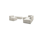 Canapé D'Angle Fixe Modulable - Megeve - Tissu Texturé - Avec 1 Chauffeuse Et 1 Pouf - Angle Gauche