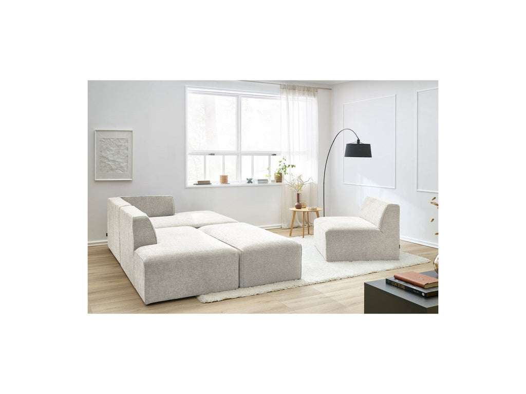 Canapé D'Angle Fixe Modulable - Megeve - Tissu Texturé - Avec 1 Chauffeuse Et 1 Pouf - Angle Droit