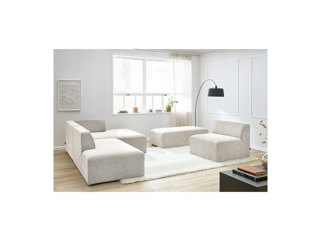 Canapé D'Angle Fixe Modulable - Megeve - Tissu Texturé - Avec 1 Chauffeuse Et 1 Pouf - Angle Droit