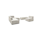 Canapé D'Angle Fixe Modulable - Megeve - Tissu Texturé - Avec 1 Chauffeuse Et 1 Pouf - Angle Droit