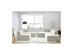 Canapé D'Angle Fixe Modulable - Megeve - Tissu Texturé - Avec 1 Chauffeuse Et 1 Pouf - Angle Gauche