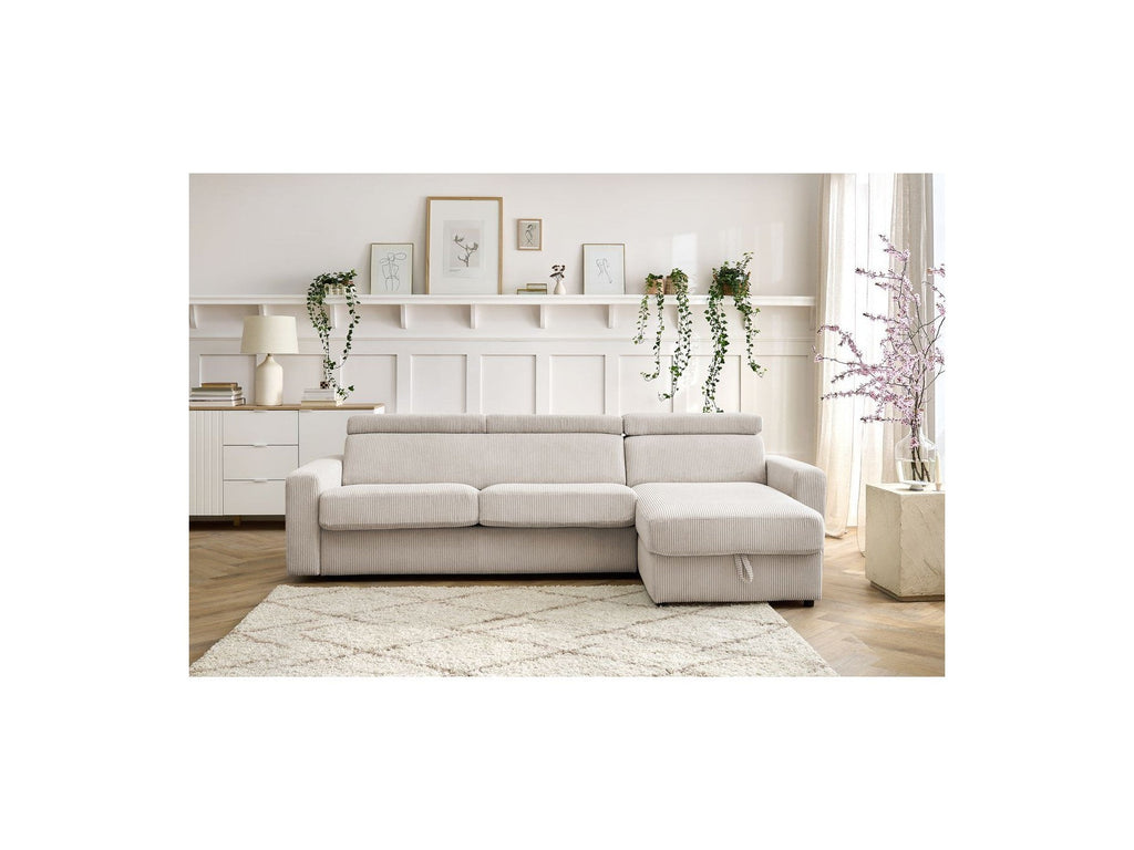 Reversible Corner Sofa Bed with Storage - 140x190 - Monaco - Corduroy
