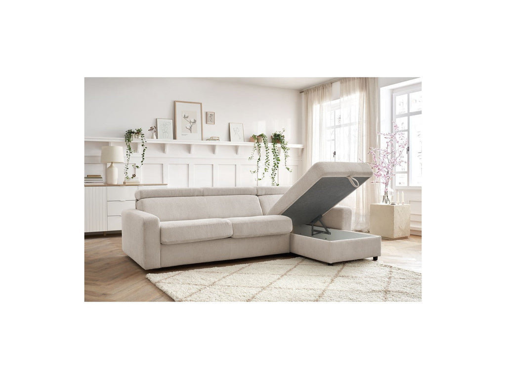 Reversible Corner Sofa Bed with Storage - 140x190 - Monaco - Corduroy