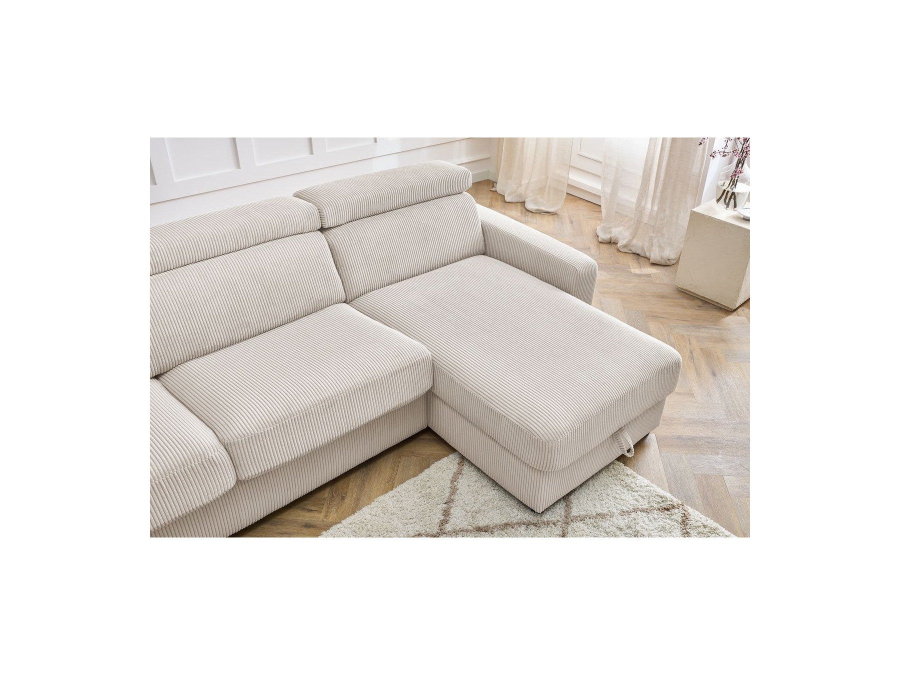 Reversible Corner Sofa Bed with Storage - 140x190 - Monaco - Corduroy