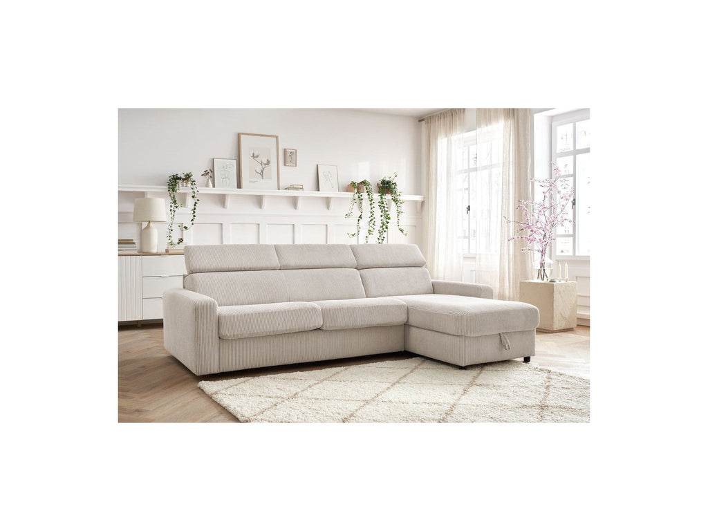 Reversible Corner Sofa Bed with Storage - 140x190 - Monaco - Corduroy