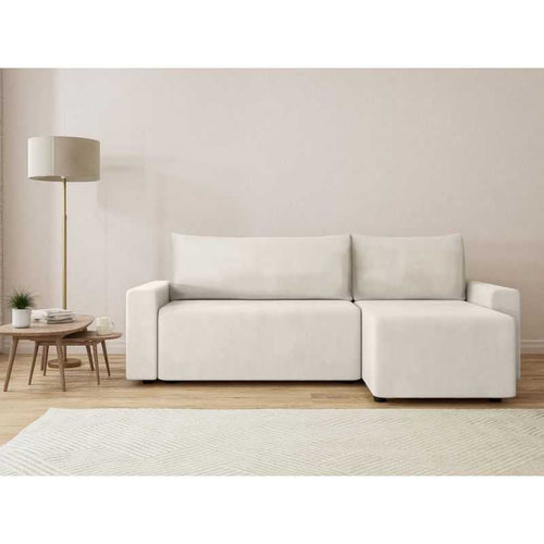 Teo - Sofá esquinero 4 plazas - Terciopelo beige
