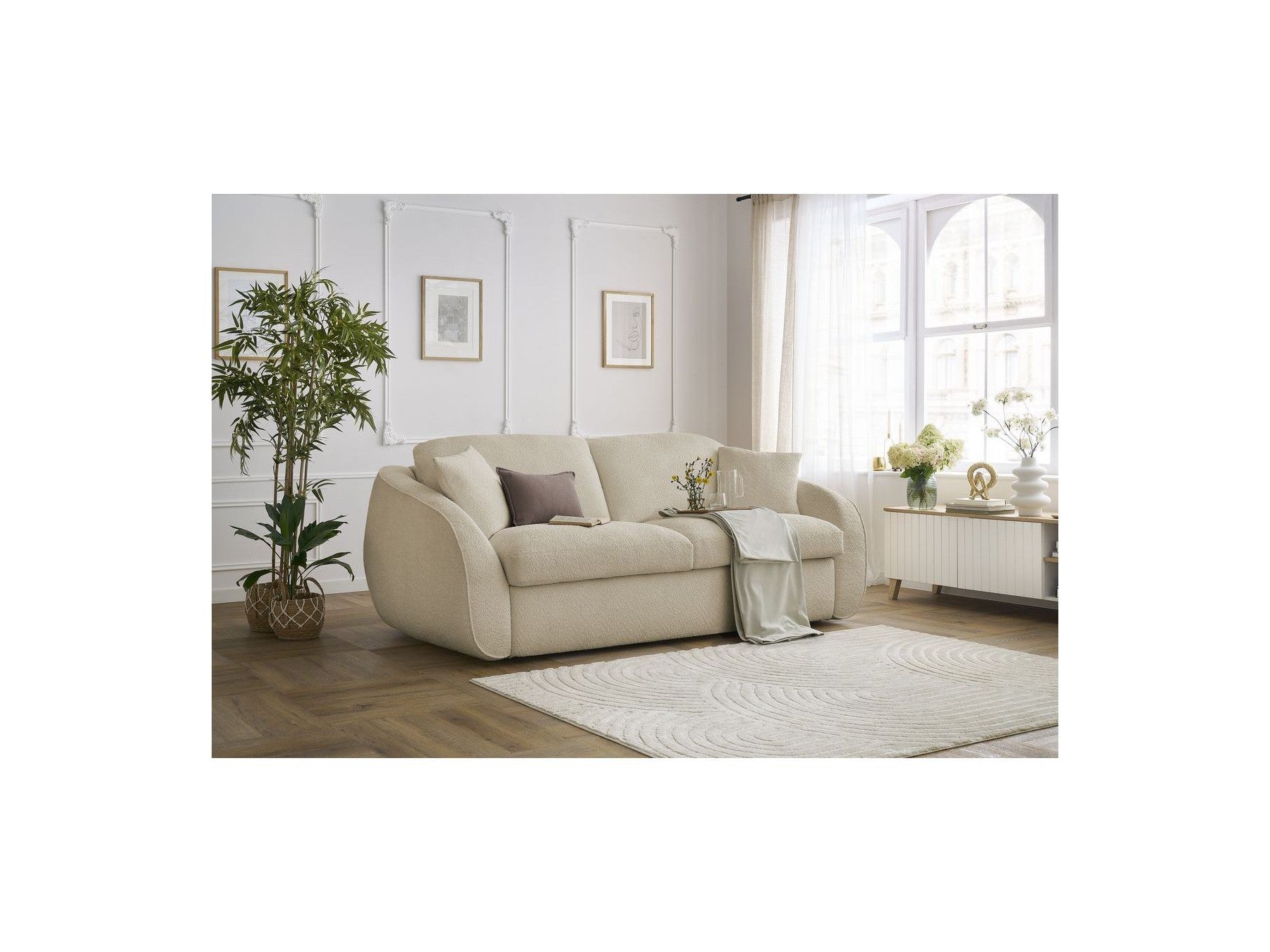Cezanne - Straight Sofa Bed with Express Opening - Bouclé Fabric