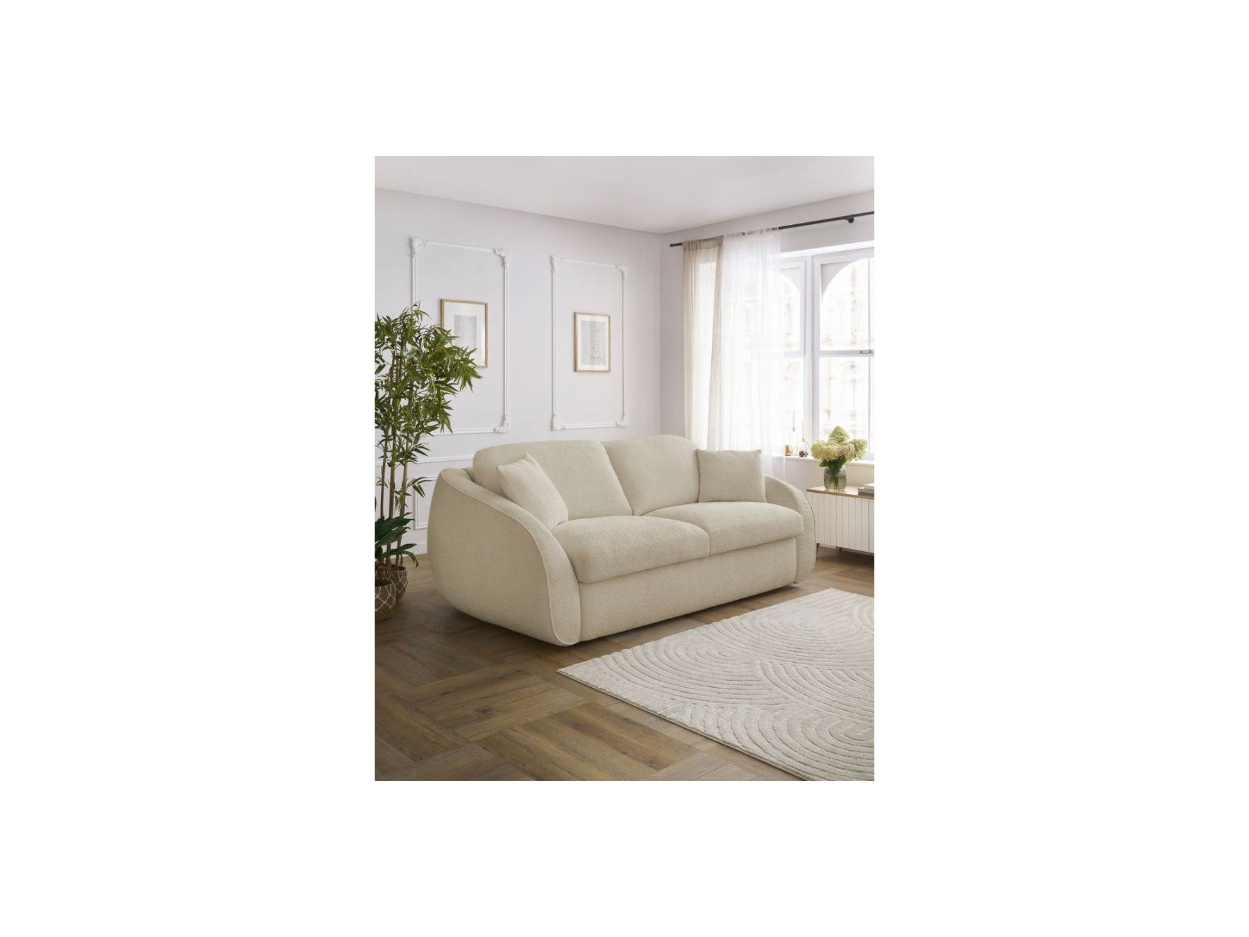Cezanne - Straight Sofa Bed with Express Opening - Bouclé Fabric