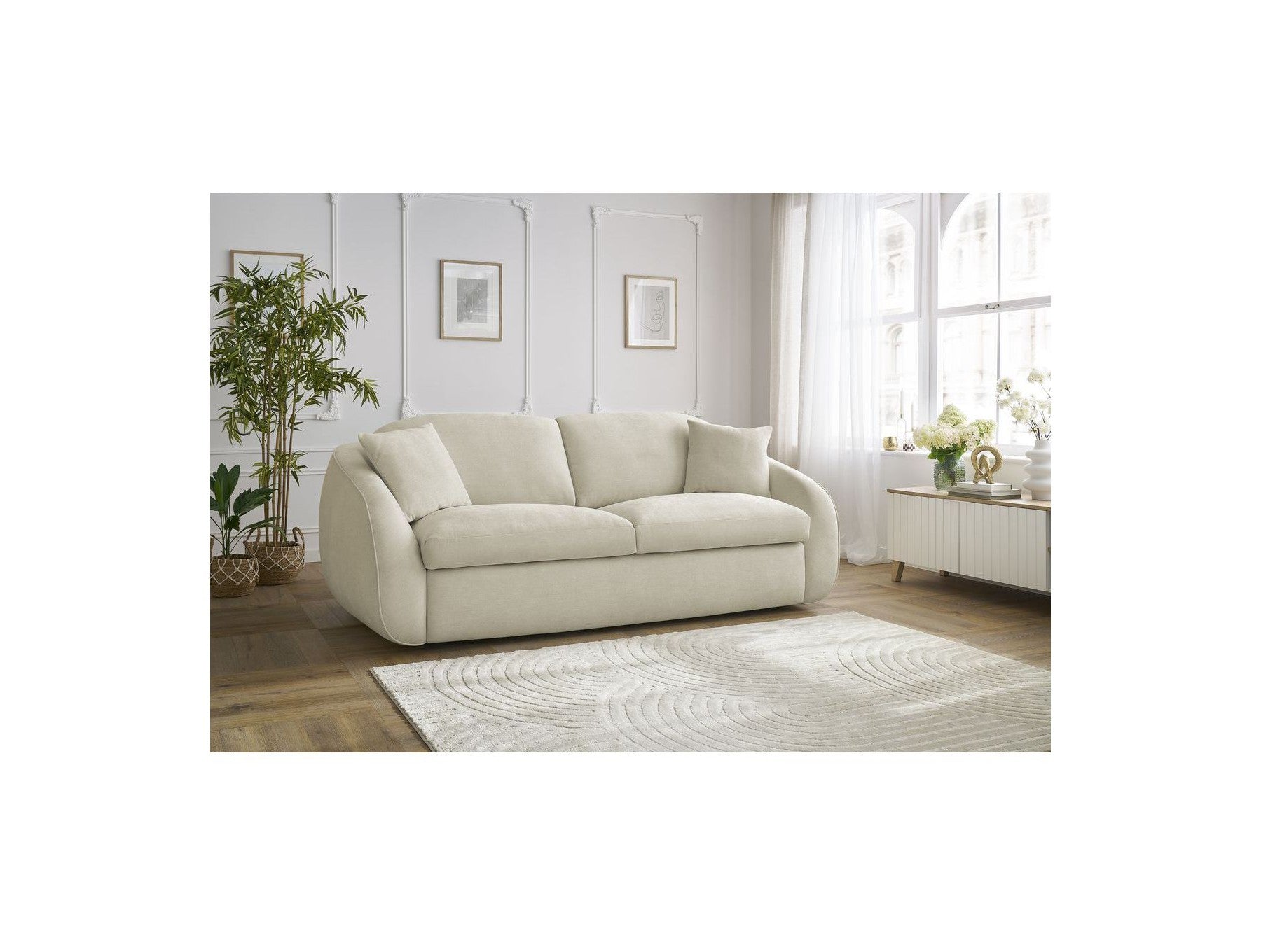 Cezanne Straight Sofa Bed with Express Opening and Smooth Fabric