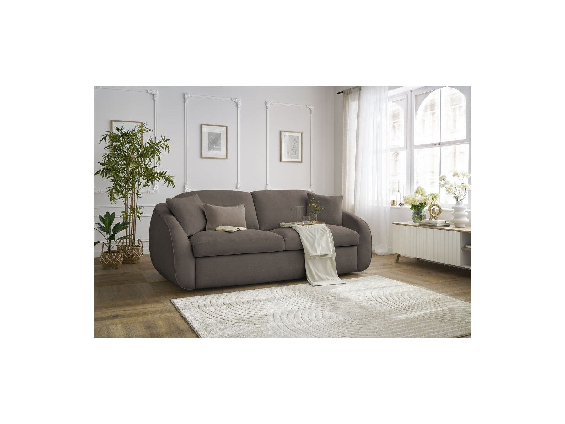 Cezanne Straight Sofa Bed with Express Opening and Smooth Fabric