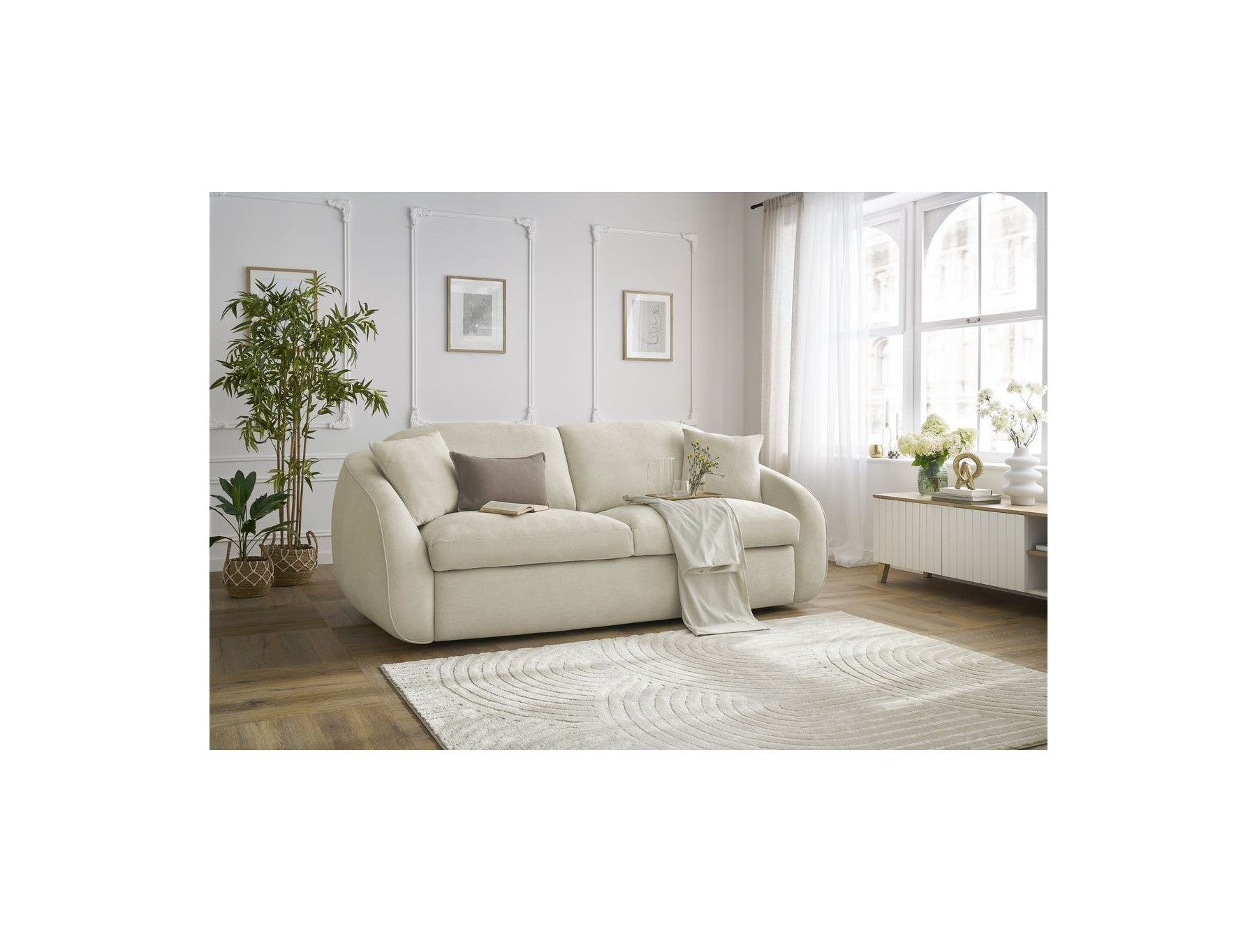 Cezanne Straight Sofa Bed with Express Opening and Smooth Fabric