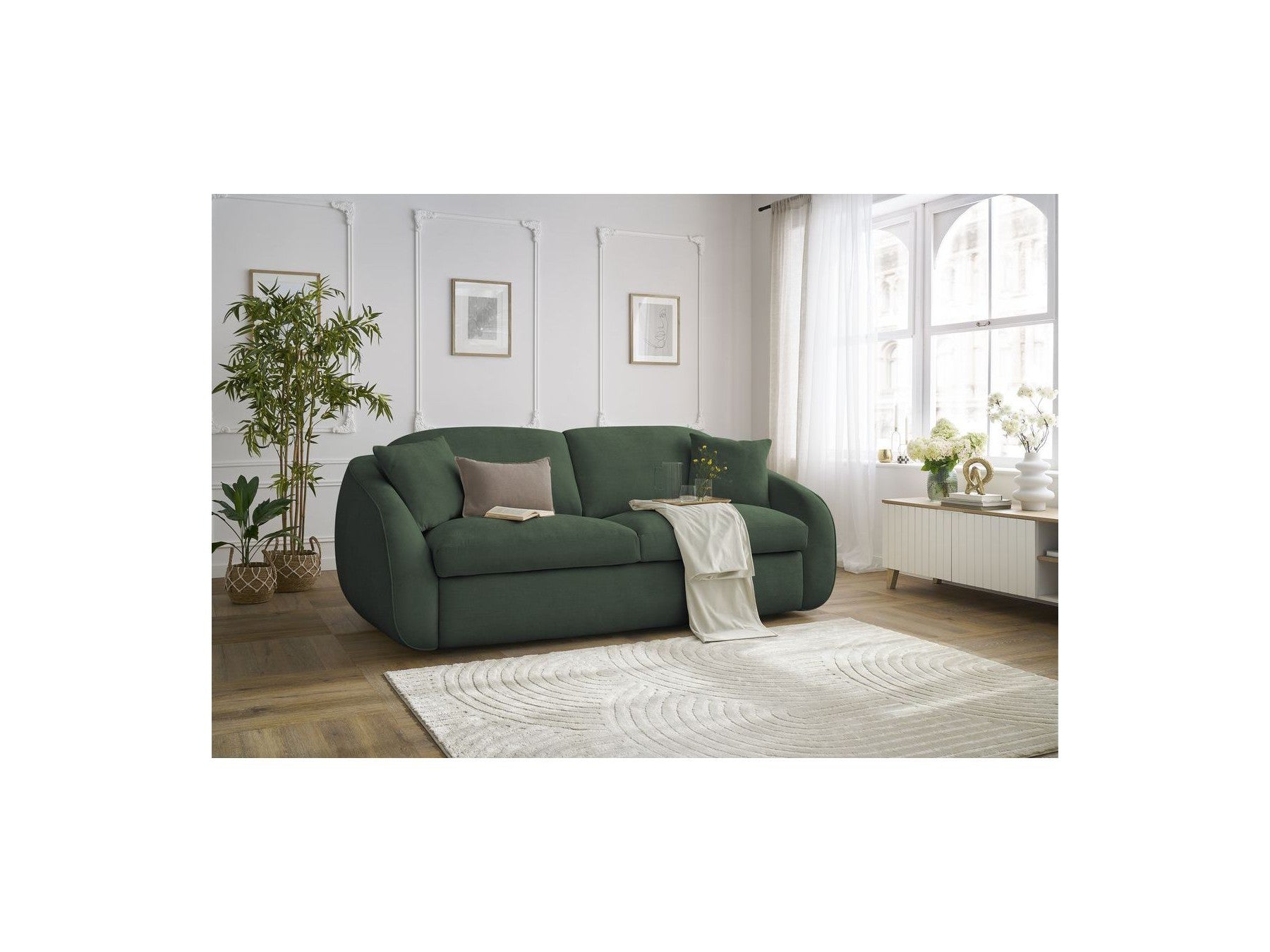 Cezanne Straight Sofa Bed with Express Opening and Smooth Fabric