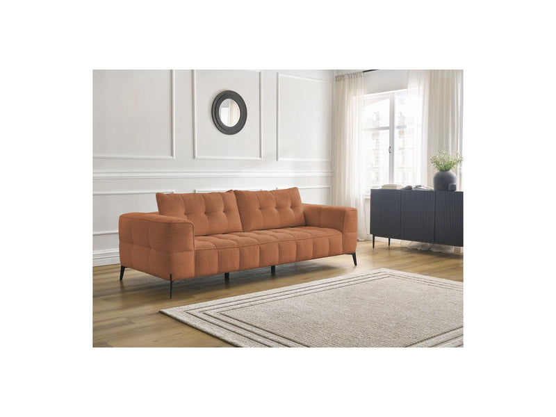 Canapé Droit Fixe 3 Places - Anis - Tissu Bouclette