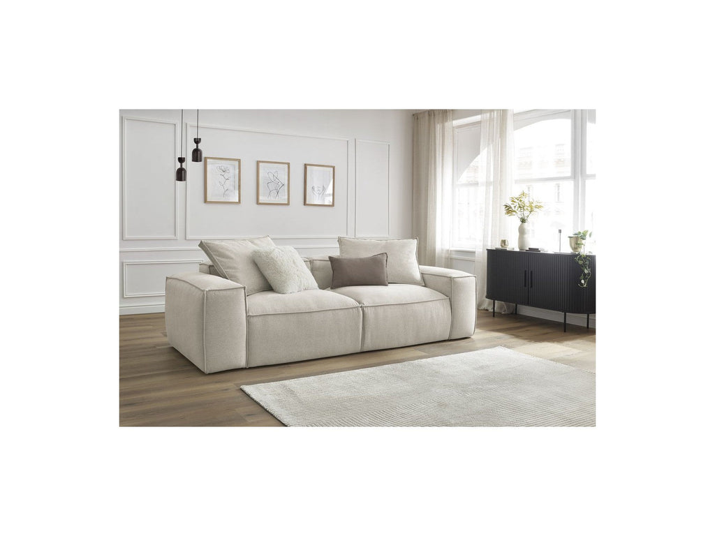 Fixed Straight 3-Seater Boheme Sofa in Flecked Fabric