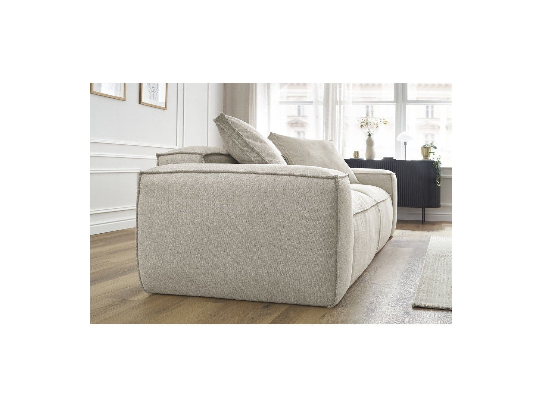 Fixed Straight 3-Seater Boheme Sofa in Flecked Fabric