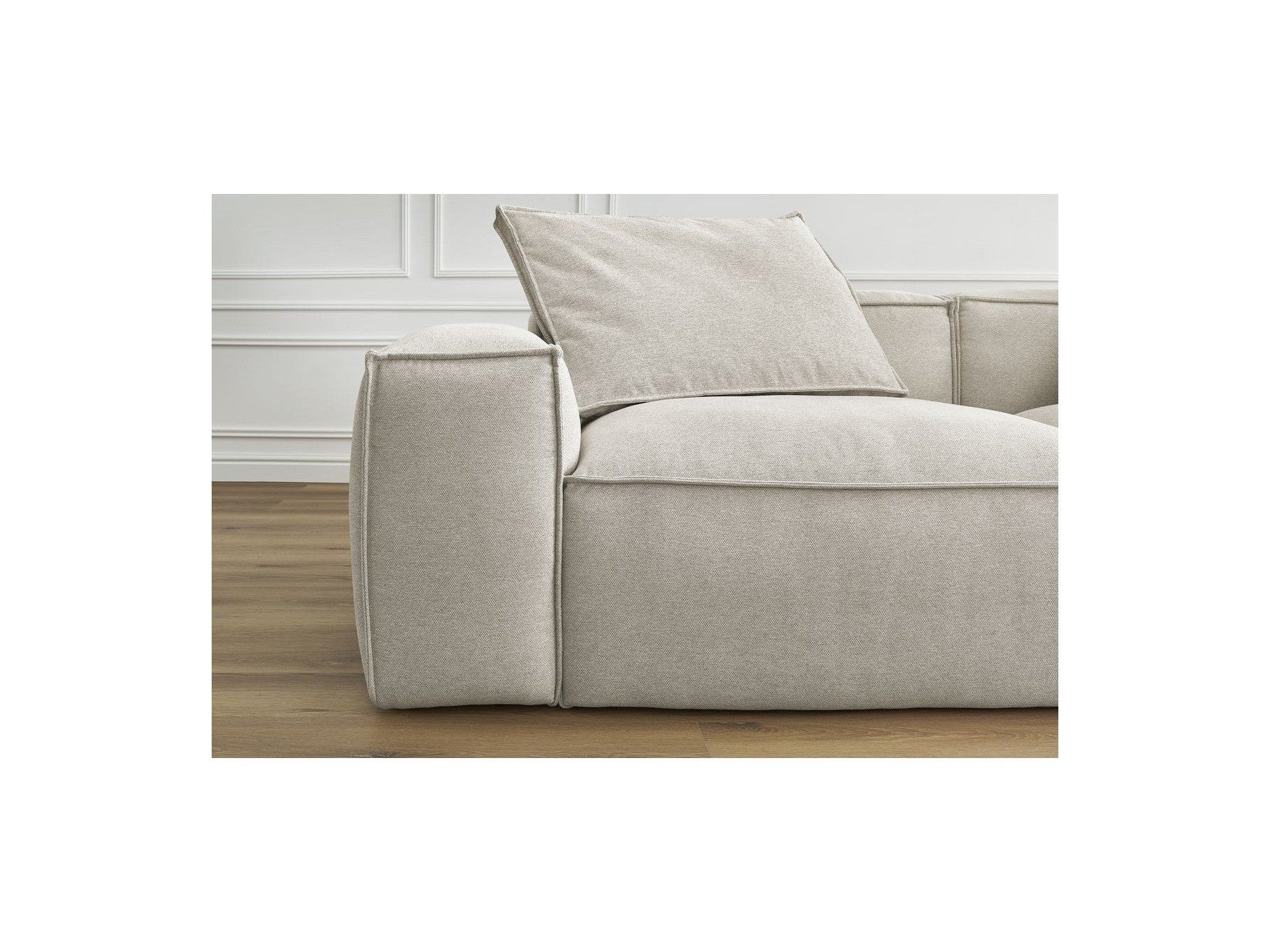 Fixed Straight 3-Seater Boheme Sofa in Flecked Fabric