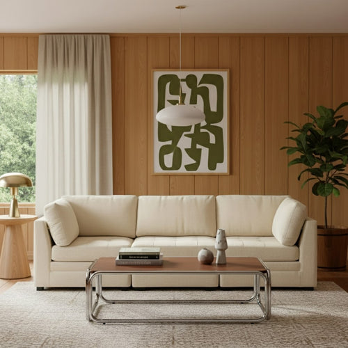 Canapé Droit Modulable 3 Pièces Billie - Tissu Chenille Beige