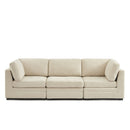 Canapé Droit Modulable 3 Pièces Billie - Tissu Chenille Beige