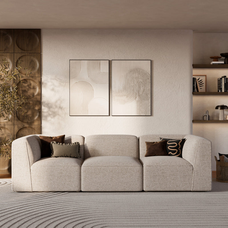 Canapé modulable Hestia en tissu beige 3 places