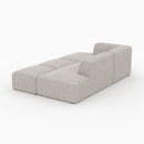 Canapé d'angle gauche modulable Hestia, tissu beige 4 places, 2 poufs