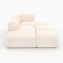 Canapé modulable Mina en velours côtelé blanc 4 places avec 2 poufs