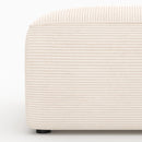 Canapé modulable Mina en velours côtelé blanc 4 places avec 2 poufs