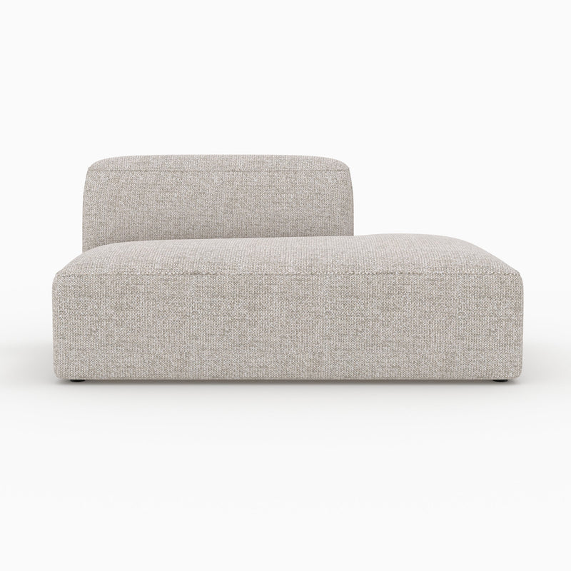 Canapé d'angle gauche modulable Hestia, tissu beige 4 places, 2 poufs