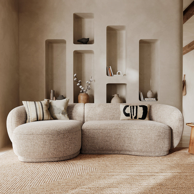 Canapé d'angle modulable Nova 4 places en tissu beige chiné