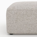 Canapé d'angle droit modulable Hestia, tissu beige 4 places, 2 poufs