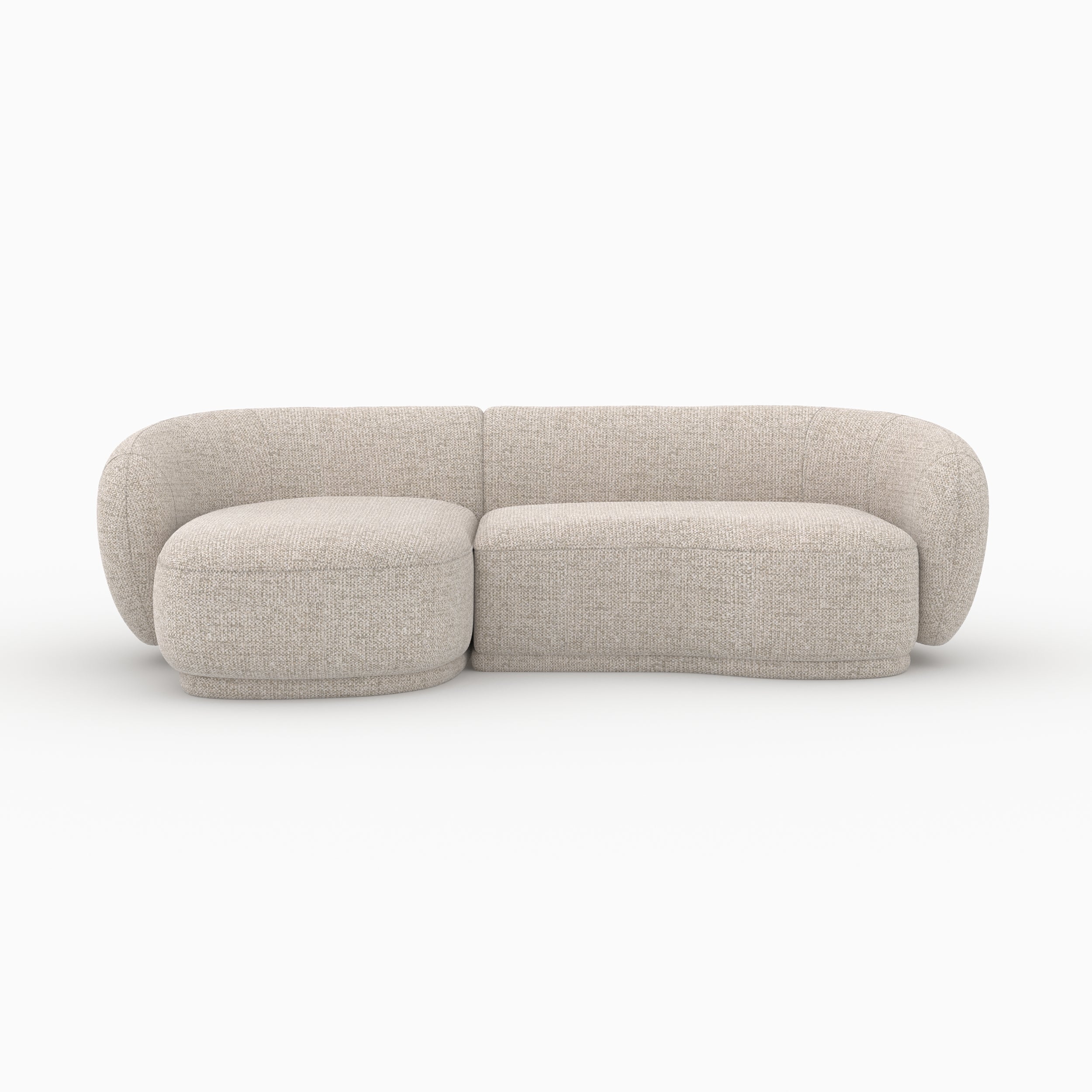 Nova - Canapé D'Angle Modulable 4 Places En Tissu Beige Chiné