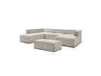 Fixed Panoramic Sofa - Megeve - With Pouffe - Textured Fabric - Right-Hand Corner