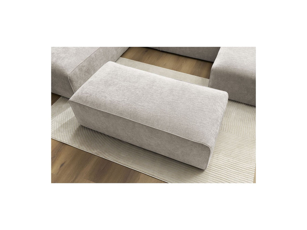 Fixed Panoramic Sofa - Megeve - With Pouffe - Textured Fabric - Right-Hand Corner