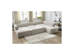 Fixed Panoramic Sofa - Megeve - With Pouffe - Textured Fabric - Left Corner
