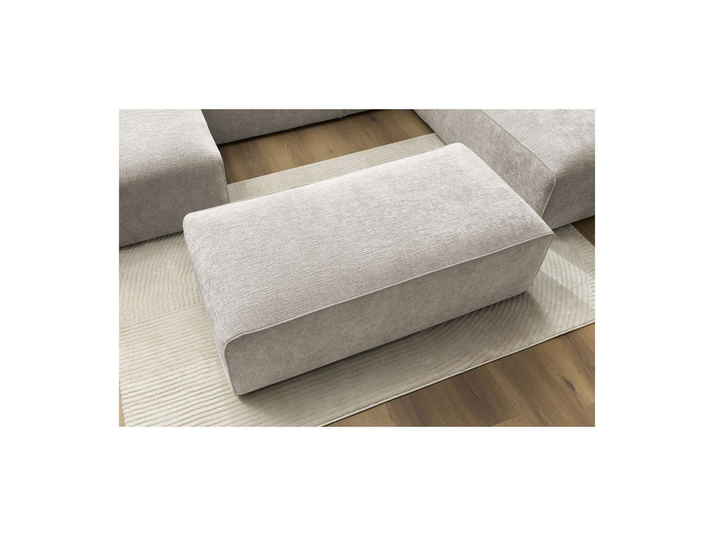 Fixed Panoramic Sofa - Megeve - With Pouffe - Textured Fabric - Left Corner