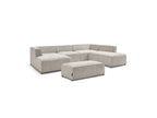 Fixed Panoramic Sofa - Megeve - With Pouffe - Textured Fabric - Left Corner