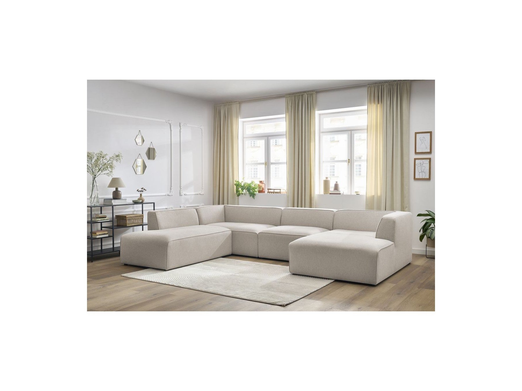 Fixed Panoramic Sofa - Megeve - Mottled Fabric - Right-Hand Corner