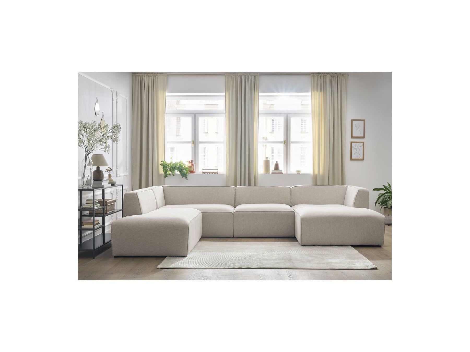Fixed Panoramic Sofa - Megeve - Mottled Fabric - Right-Hand Corner