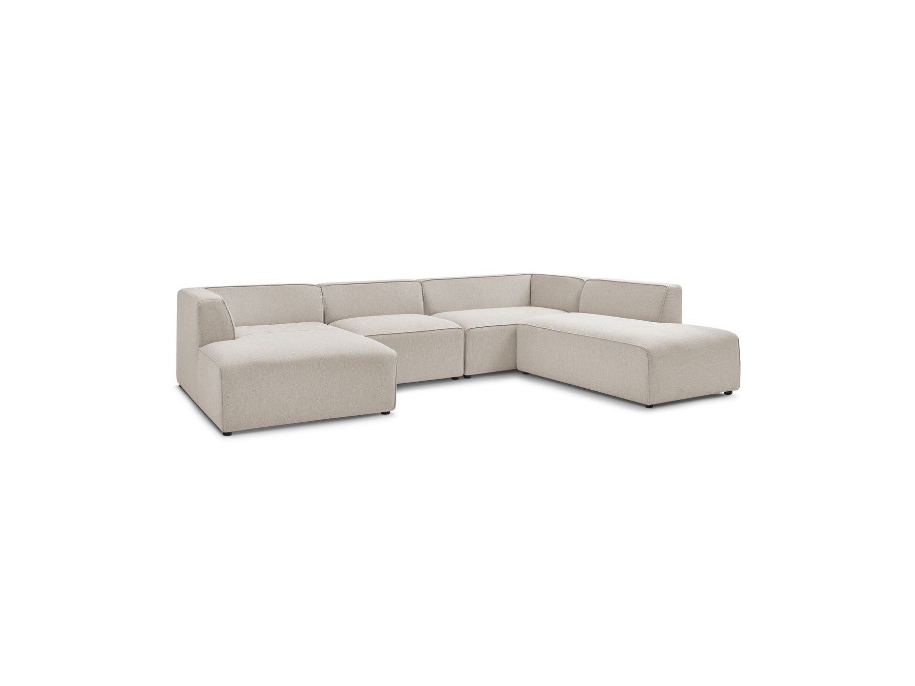 Fixed Panoramic Sofa - Megeve - Mottled Fabric - Left Corner