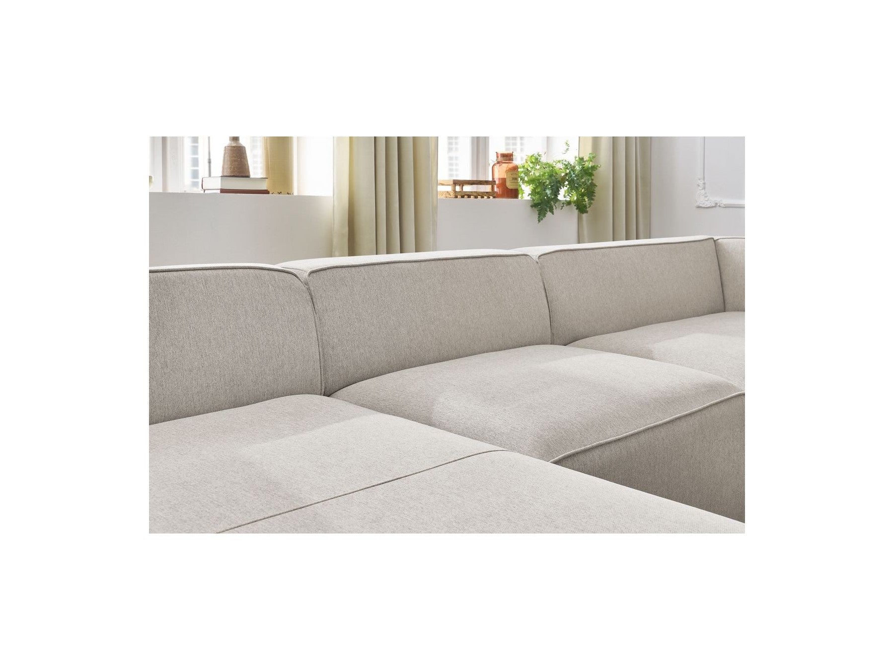 Fixed Panoramic Sofa - Megeve - Mottled Fabric - Left Corner