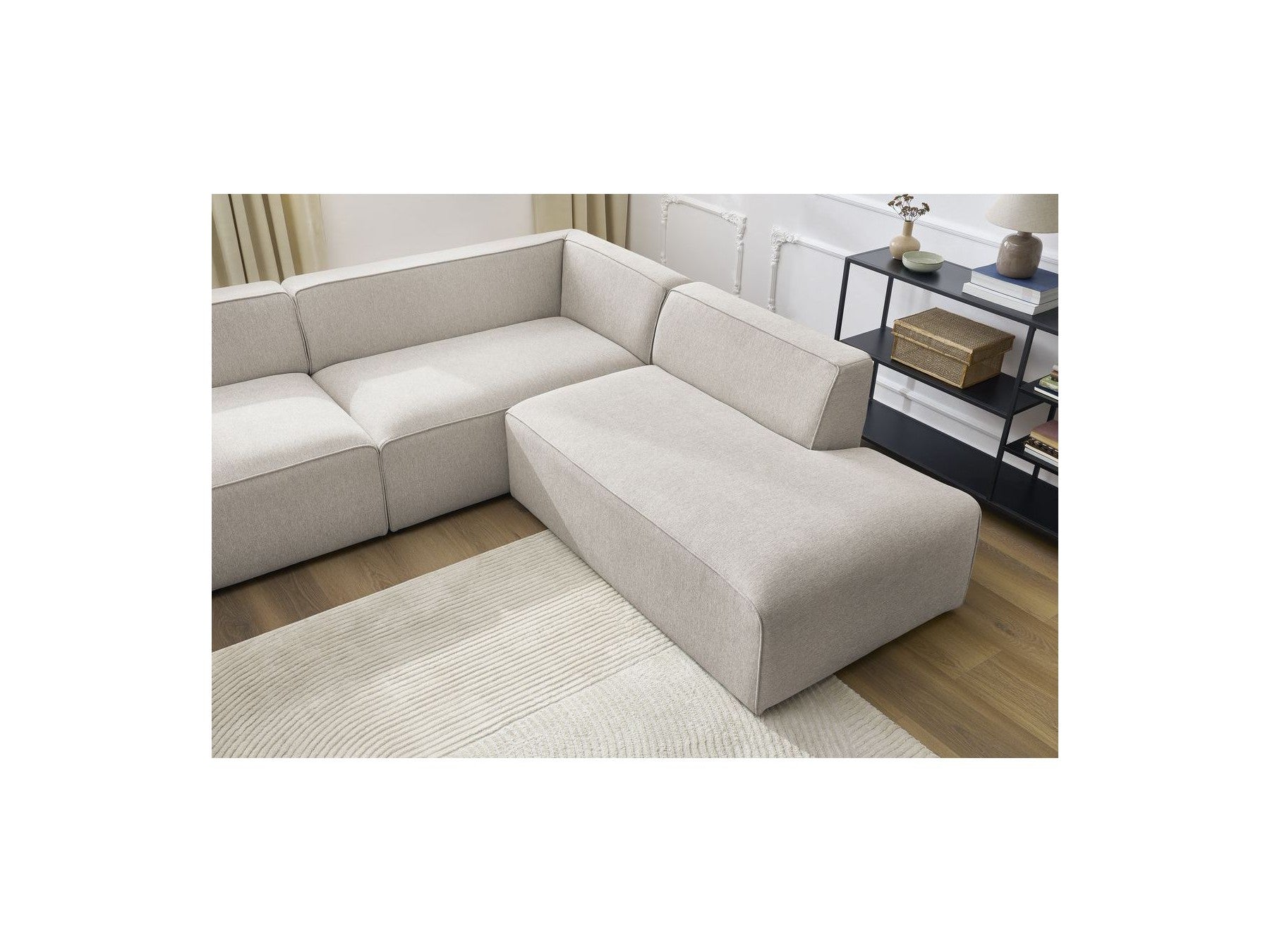 Fixed Panoramic Sofa - Megeve - Mottled Fabric - Left Corner