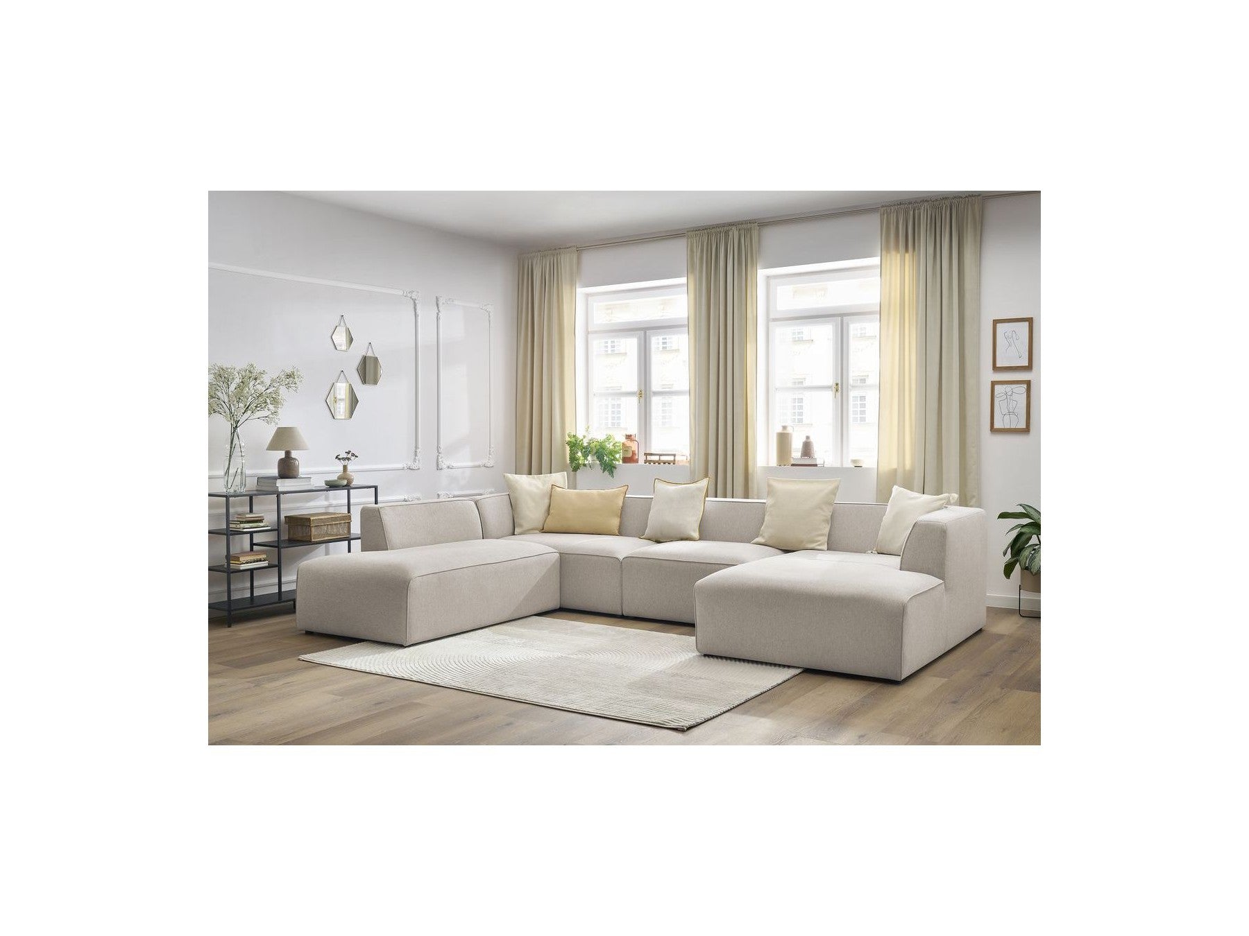 Fixed Panoramic Sofa - Megeve - Mottled Fabric - Right-Hand Corner